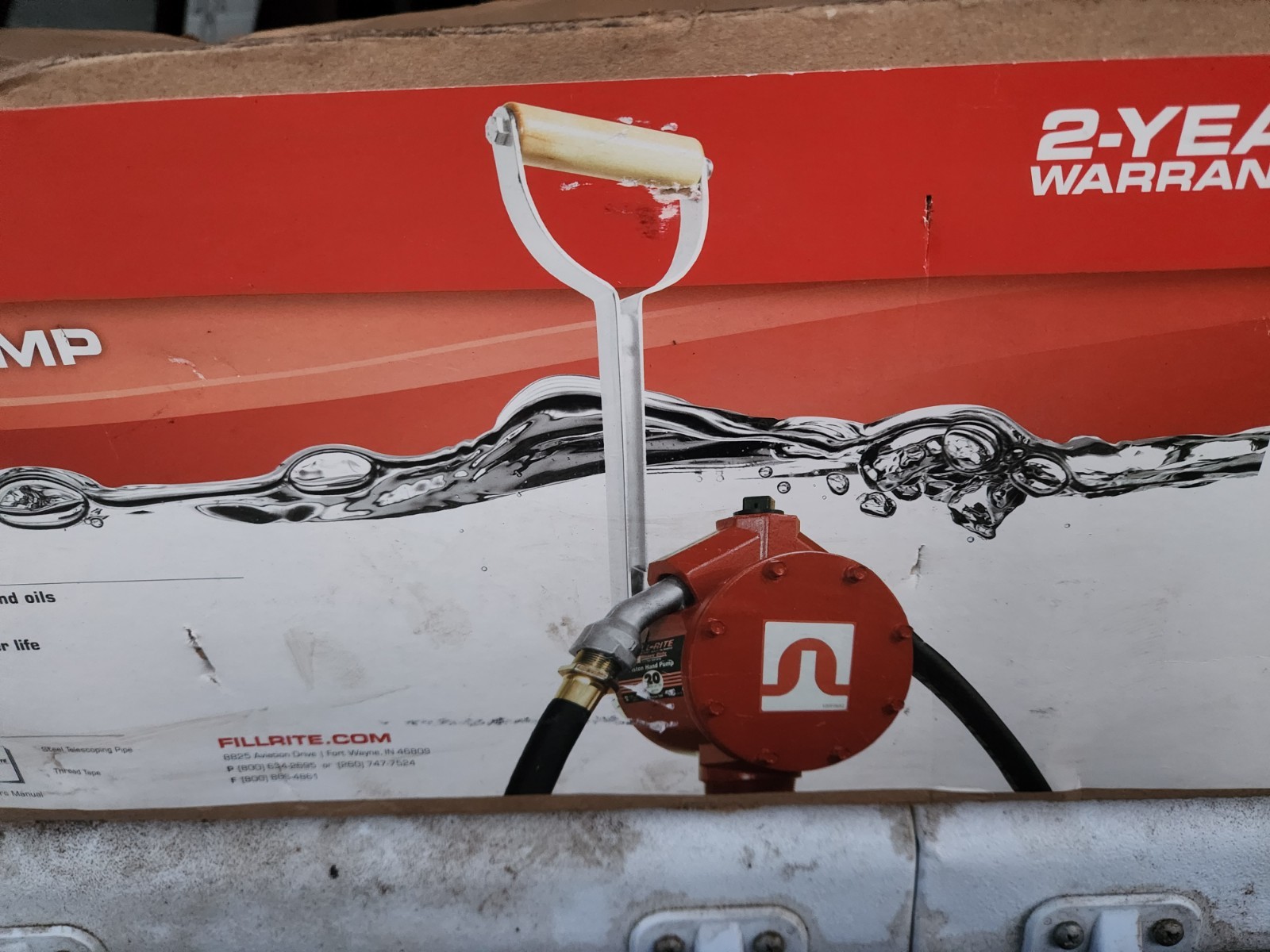 NEW IN BOX Fill-Rite FR152 Piston Hand Pump with Hose & Nozzle Spout, Red