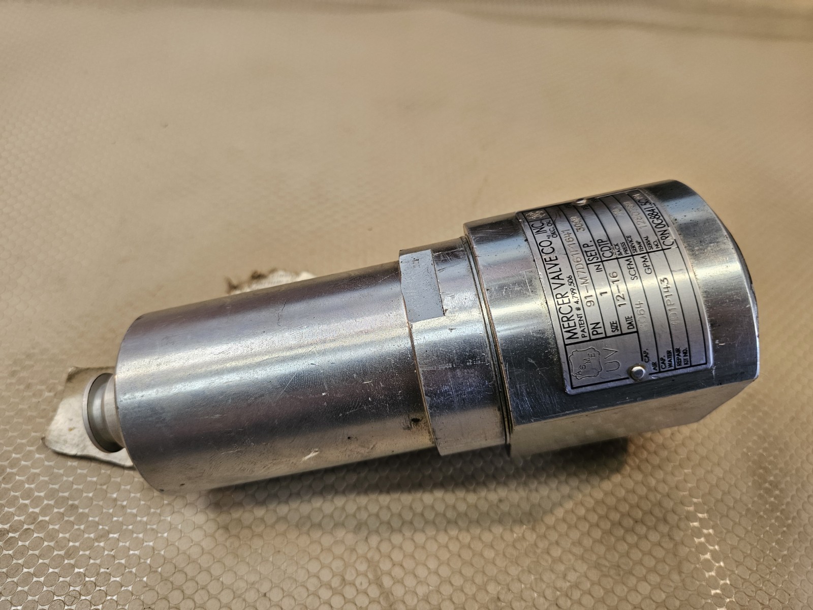 Mercer Valve Pressure Relief Valve 91-M7D61P1641 Set P. 3000 PSI