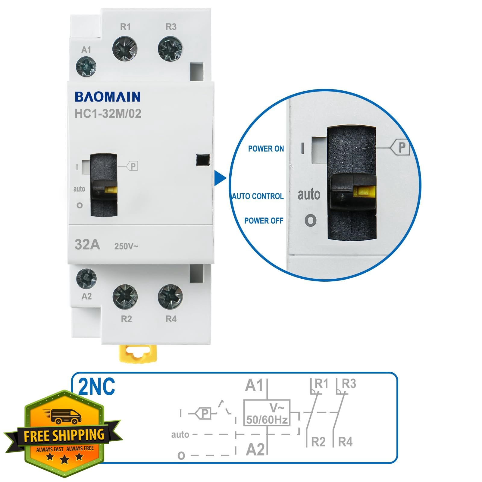 BAOMAIN Contactor HC1-32M 24V 2-Pole 32A 2NC