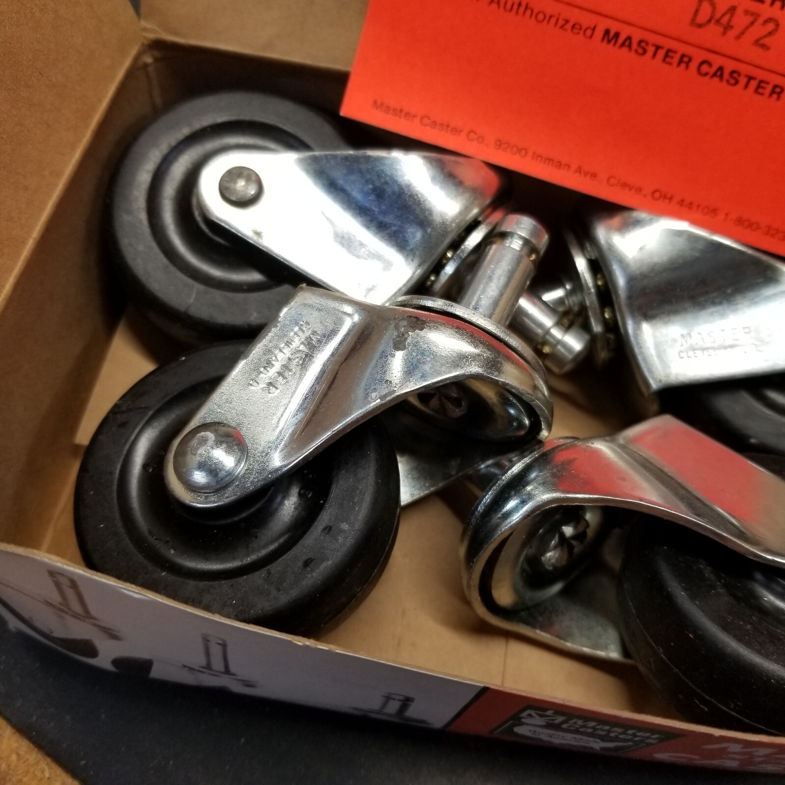 NOS Master Caster Standard Casters 4 Set Zinc Finish D472AS-G-ZN 32001