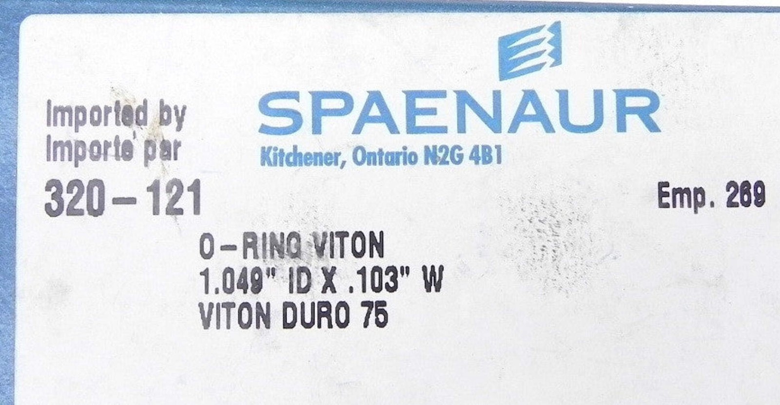 Spaenaur O Ring Viton 75 Duro Black 320-121 (25 Pcs)