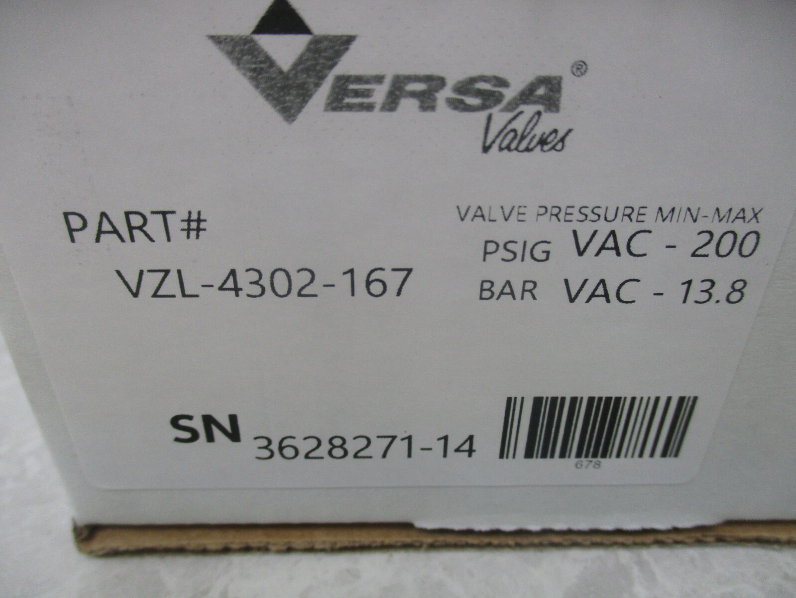 VERSA VZL-4302-167, 2 POSITION AIR VALVE, V0936