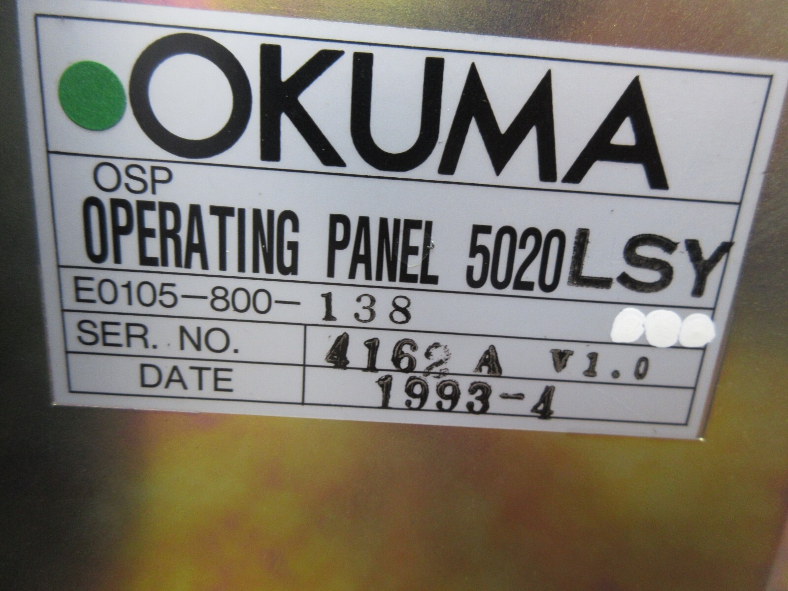 *SPECIAL PRICE* OKUMA OSP5020L PANEL 5020 LSY E0105-800-138 5363 XPS-452CR