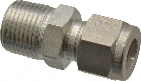 Ham-Let 3002005 Tube Connector: 3/8″ MNPT x Compression, 316 Stainless Steel