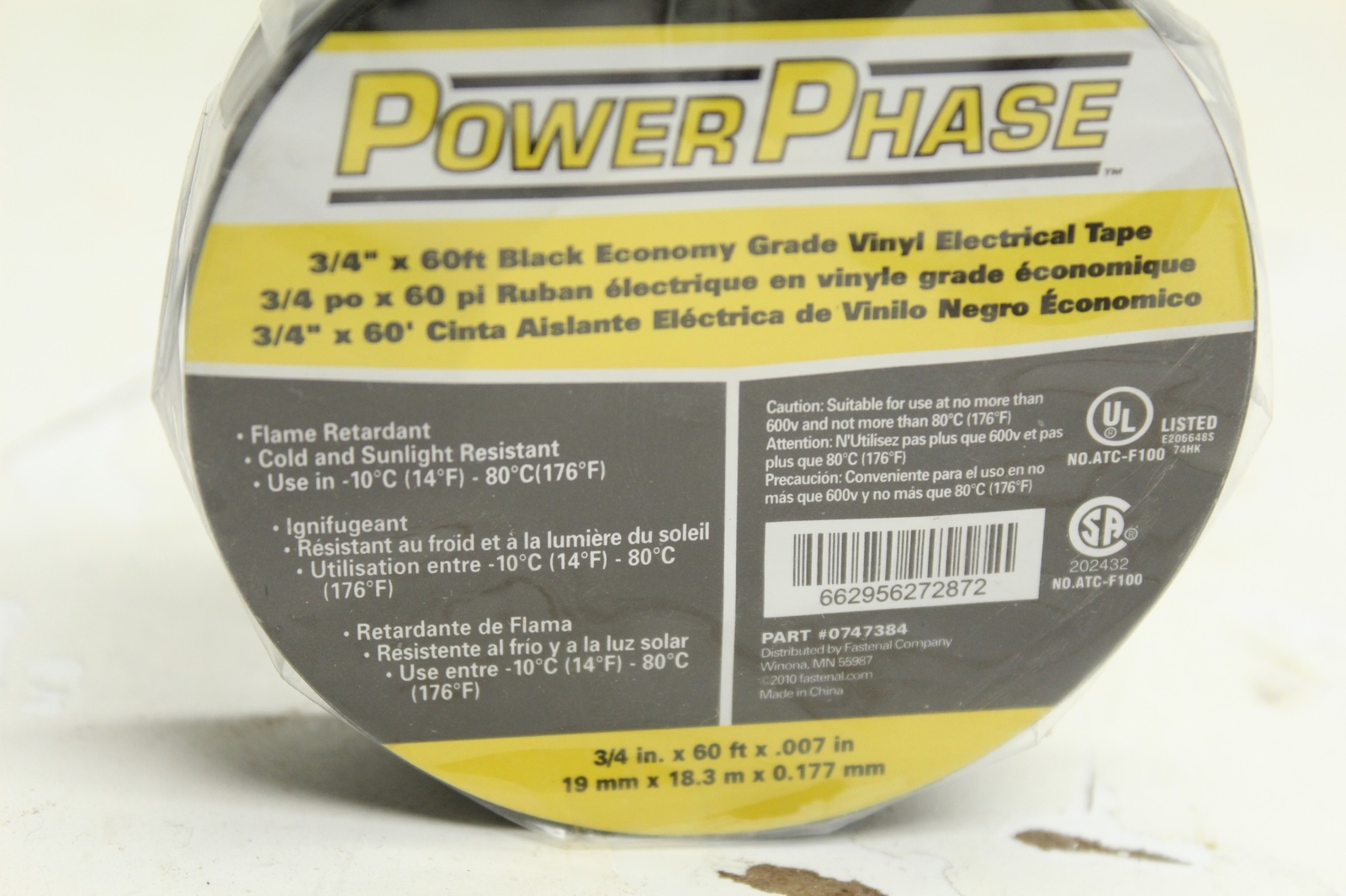 Power Phase 0747384 3/4″X60′ Black Economy Grade Vinyl Electrical Tape Lot of 3
