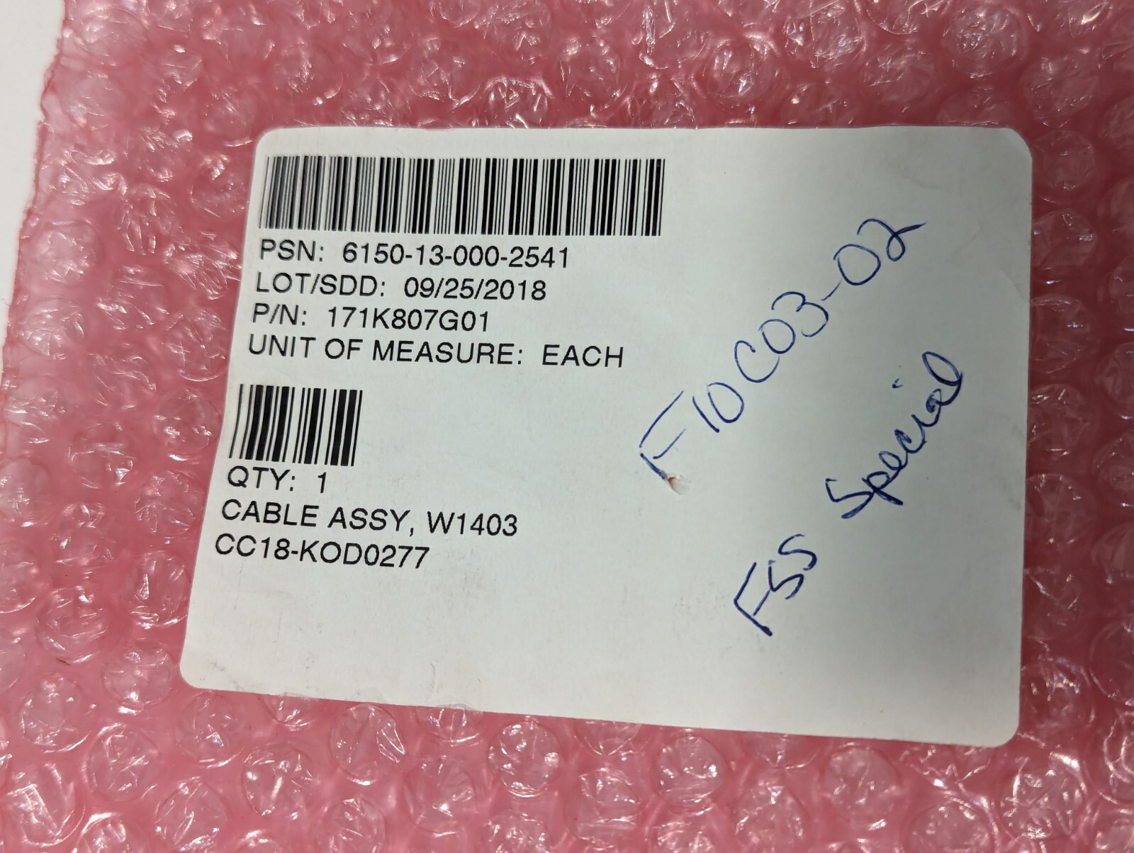 6150-13-000-2541 171K807G01 W1403 Cable Assembly