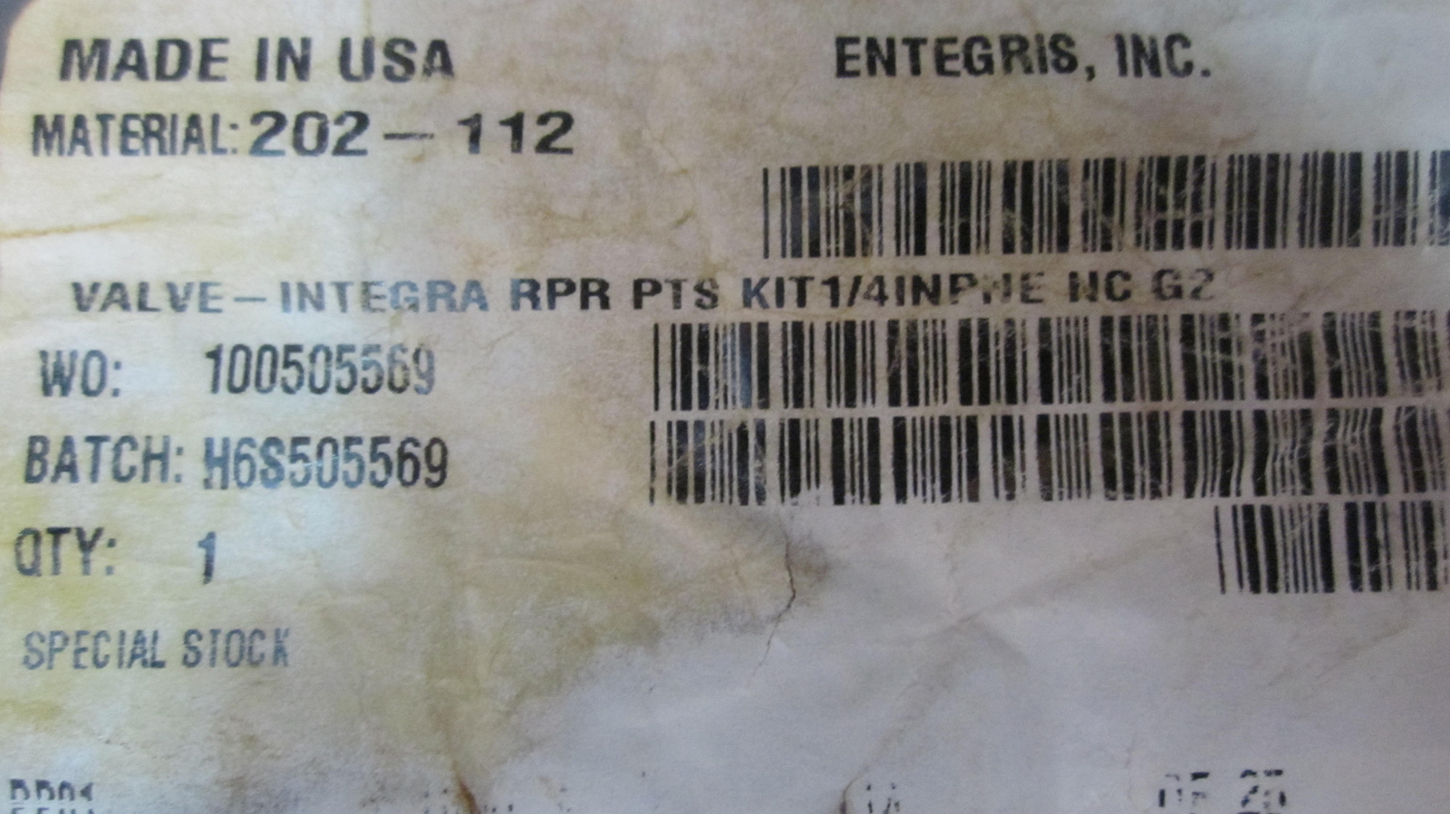 Entegris 202-112 VALVEINTEGRA RPR KIT 14INPNE NC G2