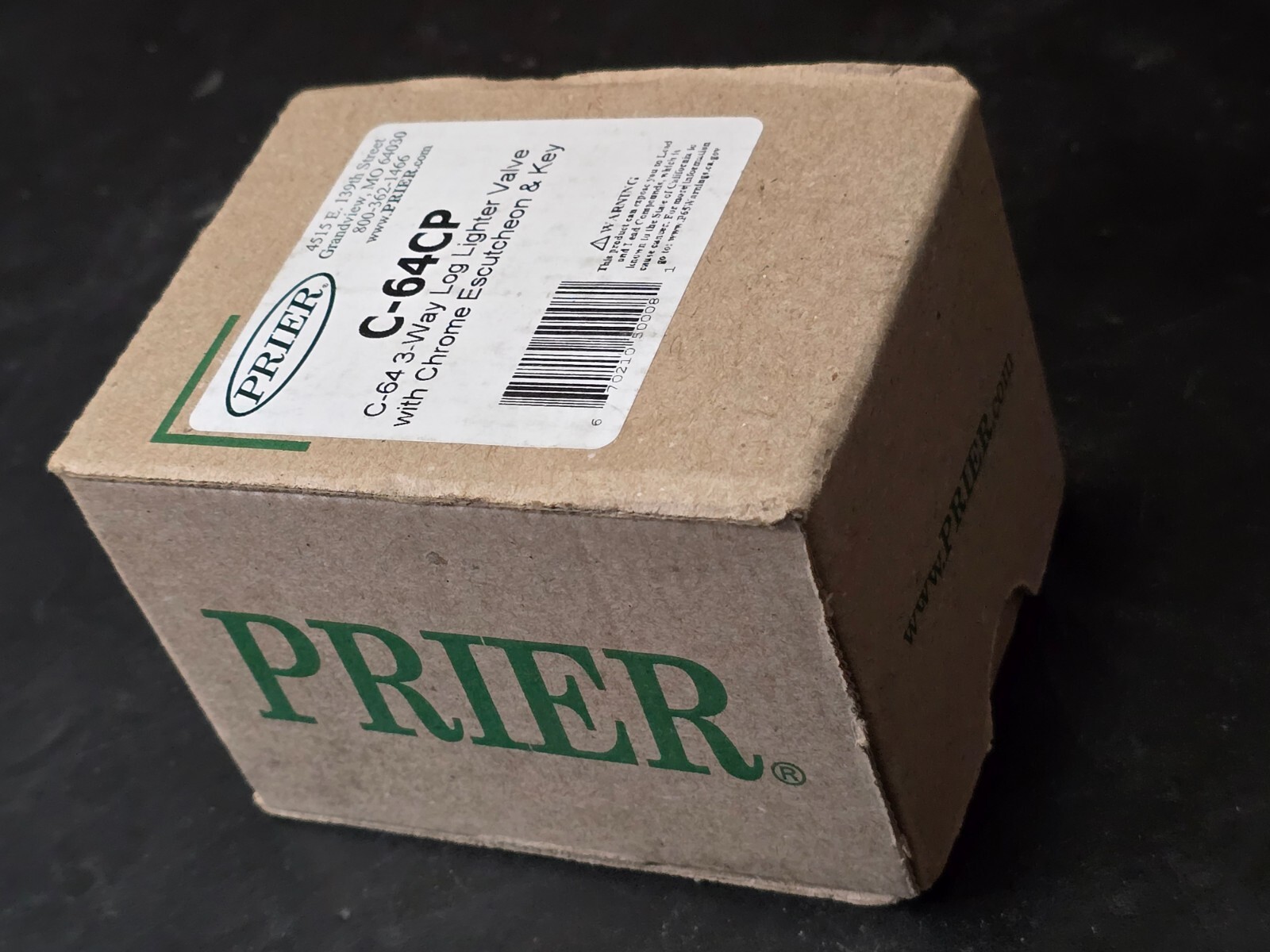 PRIER C-64CP 1/2 in. Female Brass Log Lighter 3-Way Valve, Chrome, NEW BOX