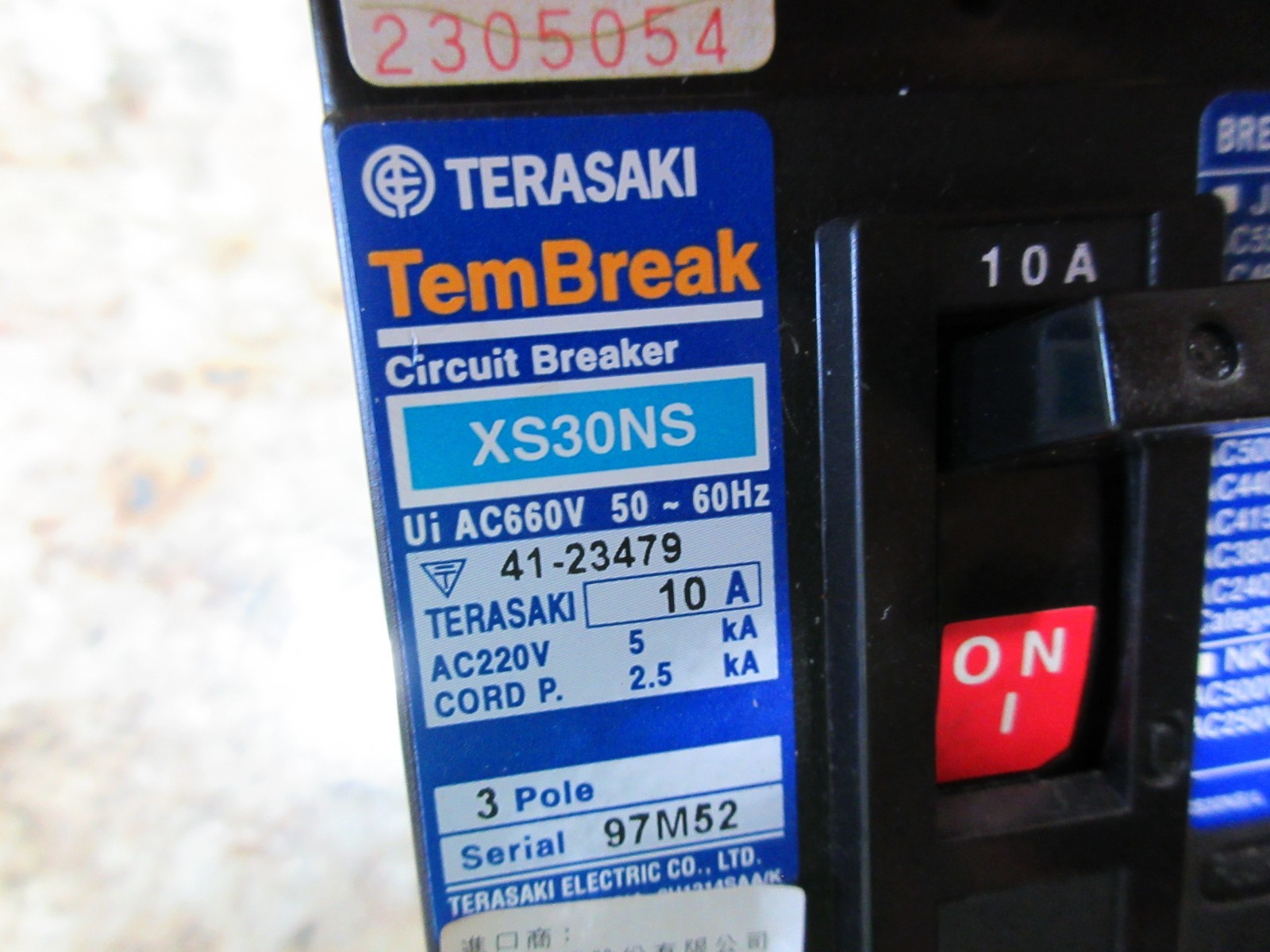 TERASAKI TEMBREAK CIRCUIT BREAKER XS30NS 41-23479 10A CNC