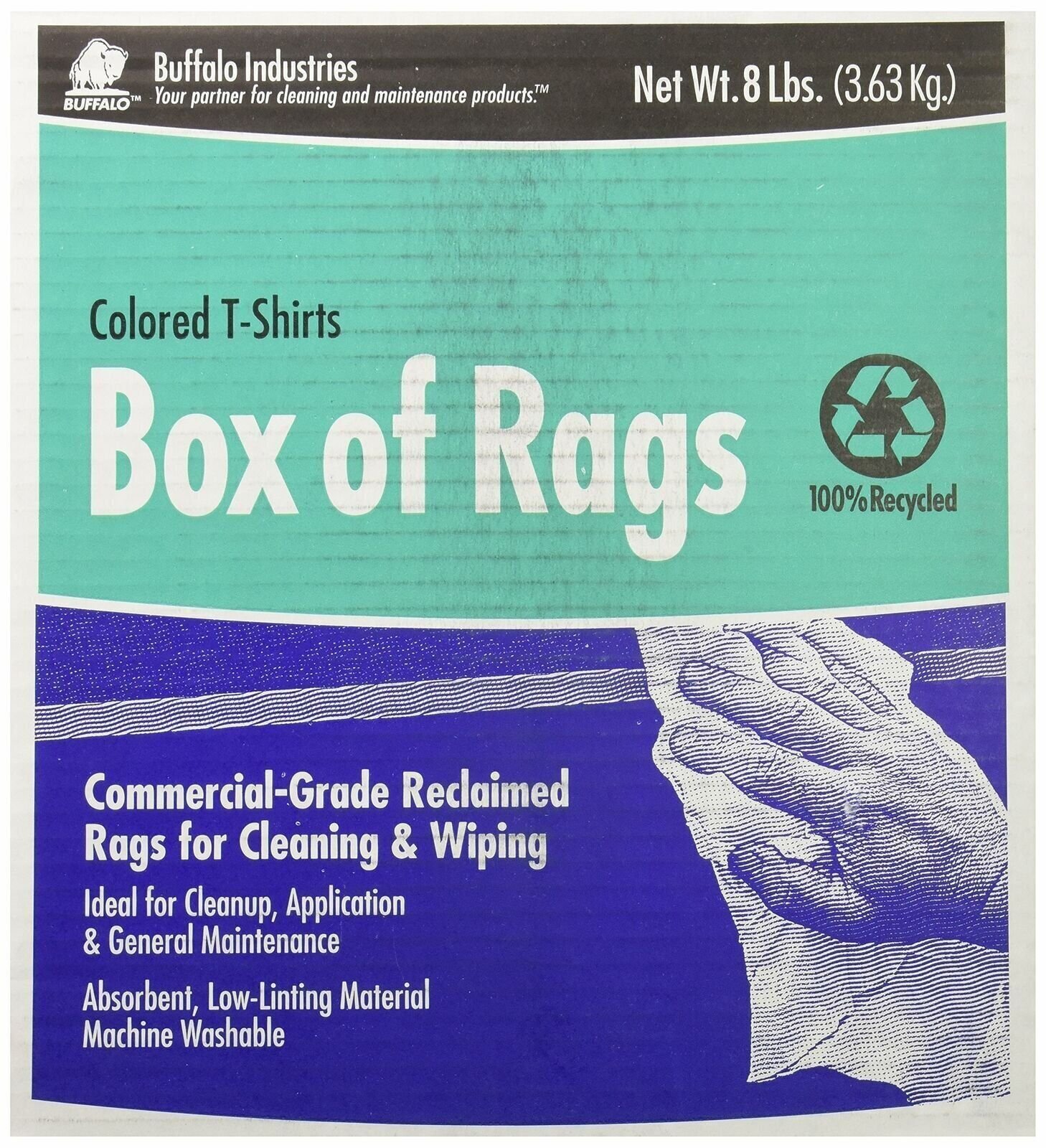 Buffalo Industries (10087PB) Recycled Multicolored T-Shirt Cloth Rags – 8 lb….