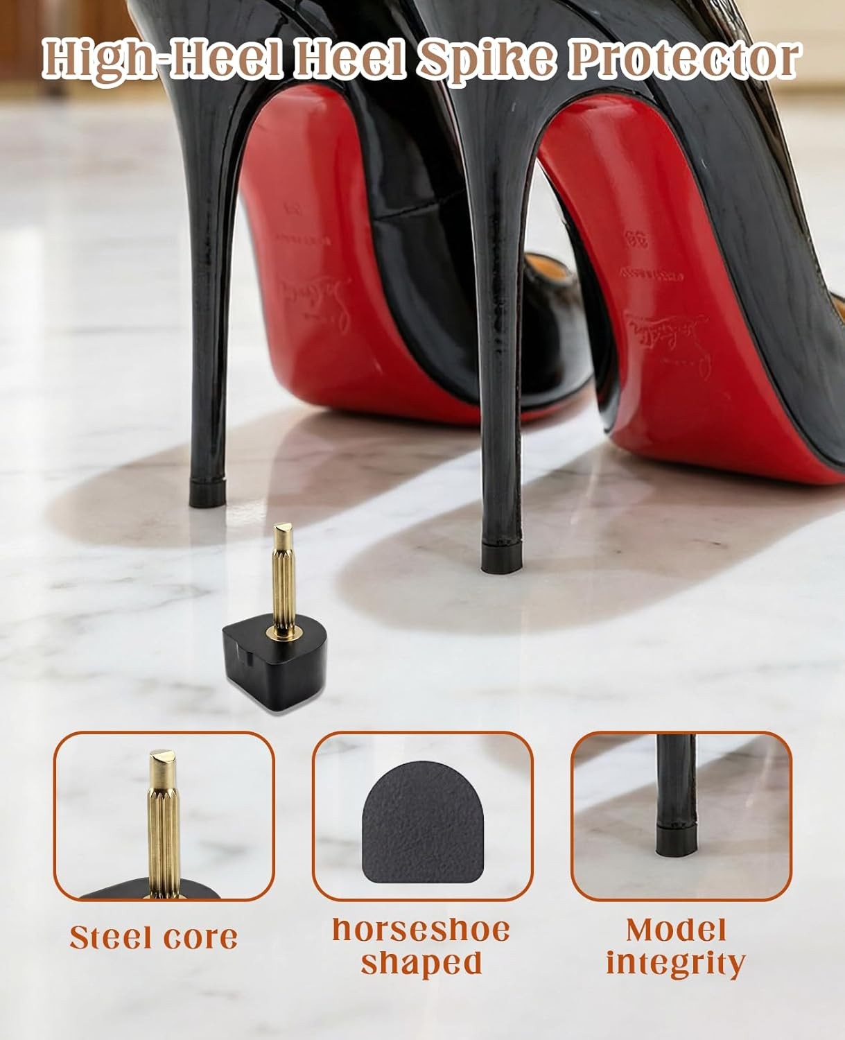 40 Pairs High Heel Tips Replacement, U Cap Style 5 Sizes (8/9/10/11/12mm), 2 Dia