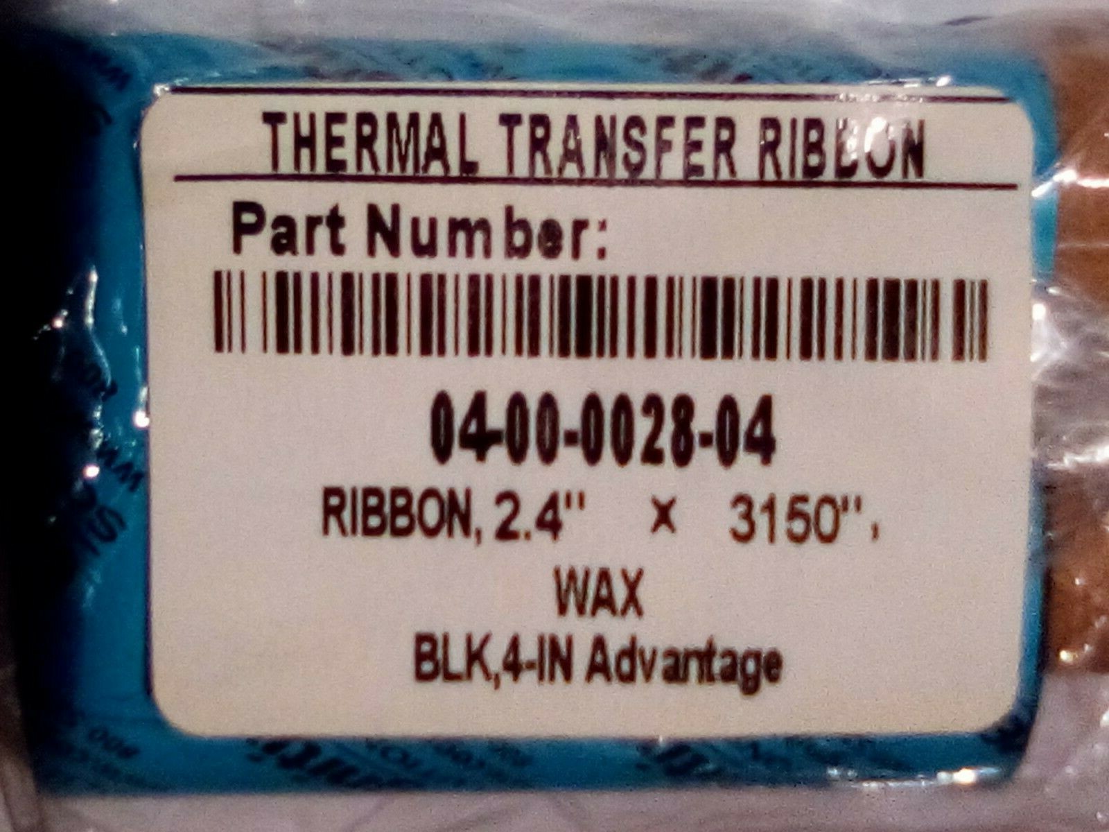 Wax thermal transfer ribbon Cognitive 04-00-0028-04 Advantage 2.4″ 5L14sc81b/cbL