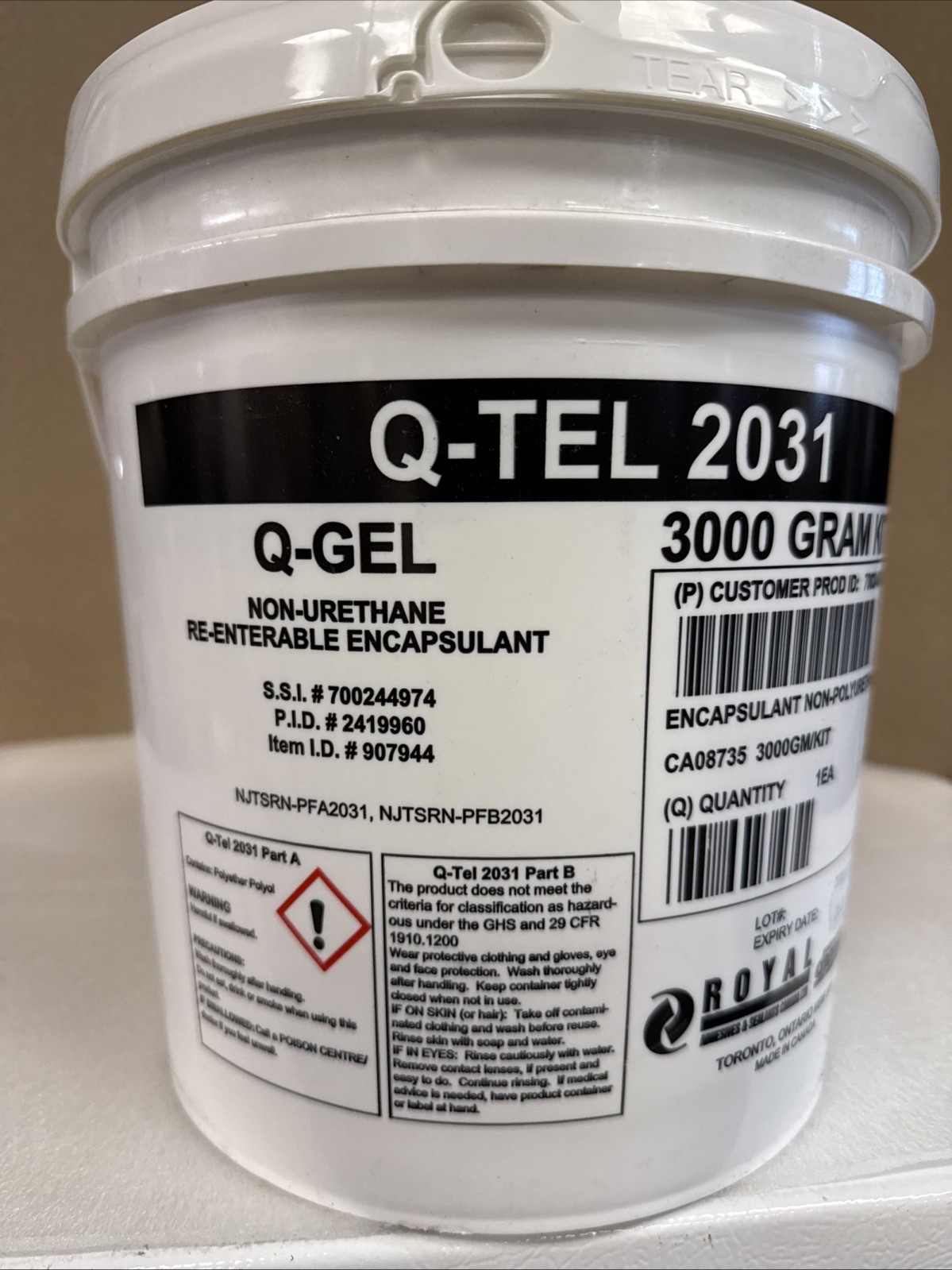 Q-Tel 2031 Encapsulant 3000 Gram Kit. Non-Urethane Re-Enterable