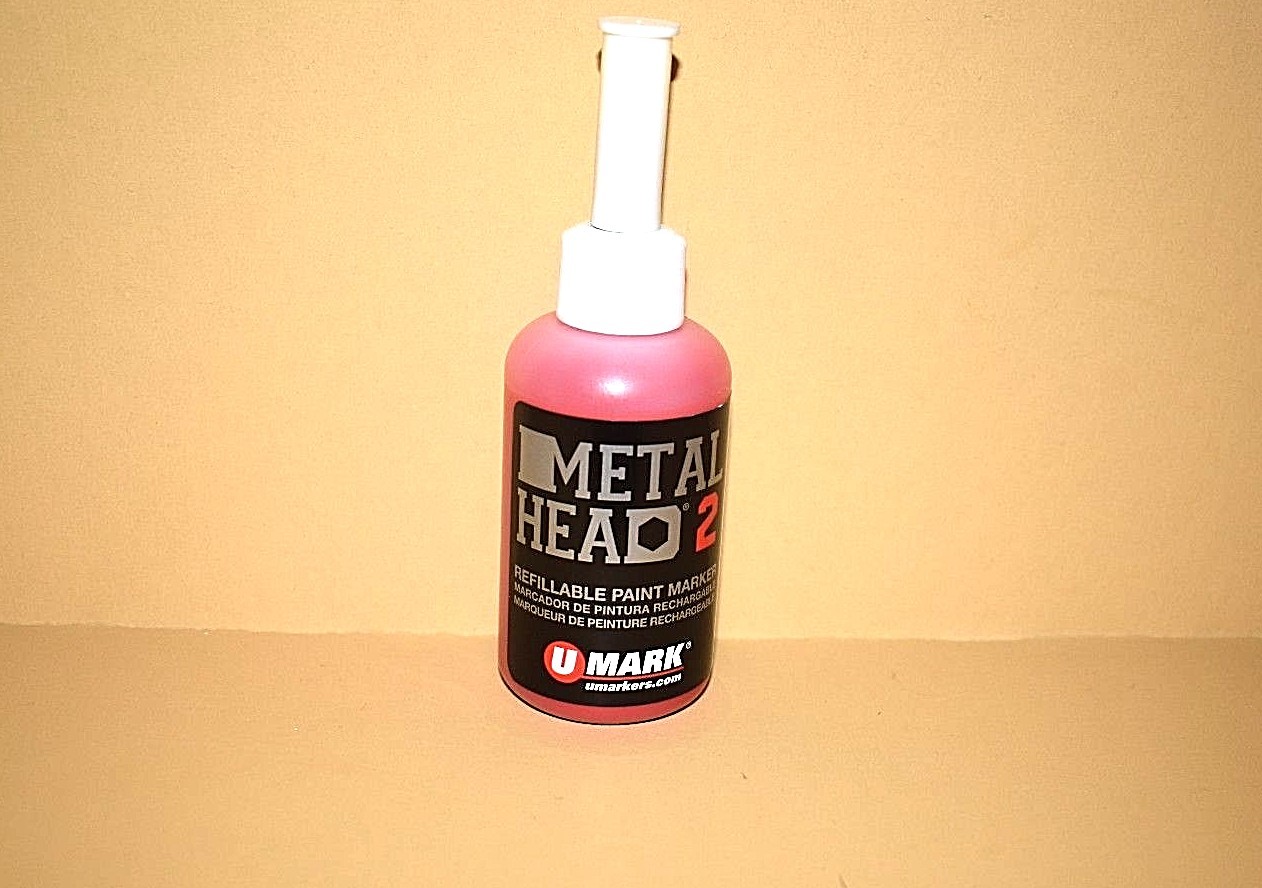 3 Metal Head2 Paint Markers 2 Oz Red Auto Salvage Industrial Junk Yard Crafts