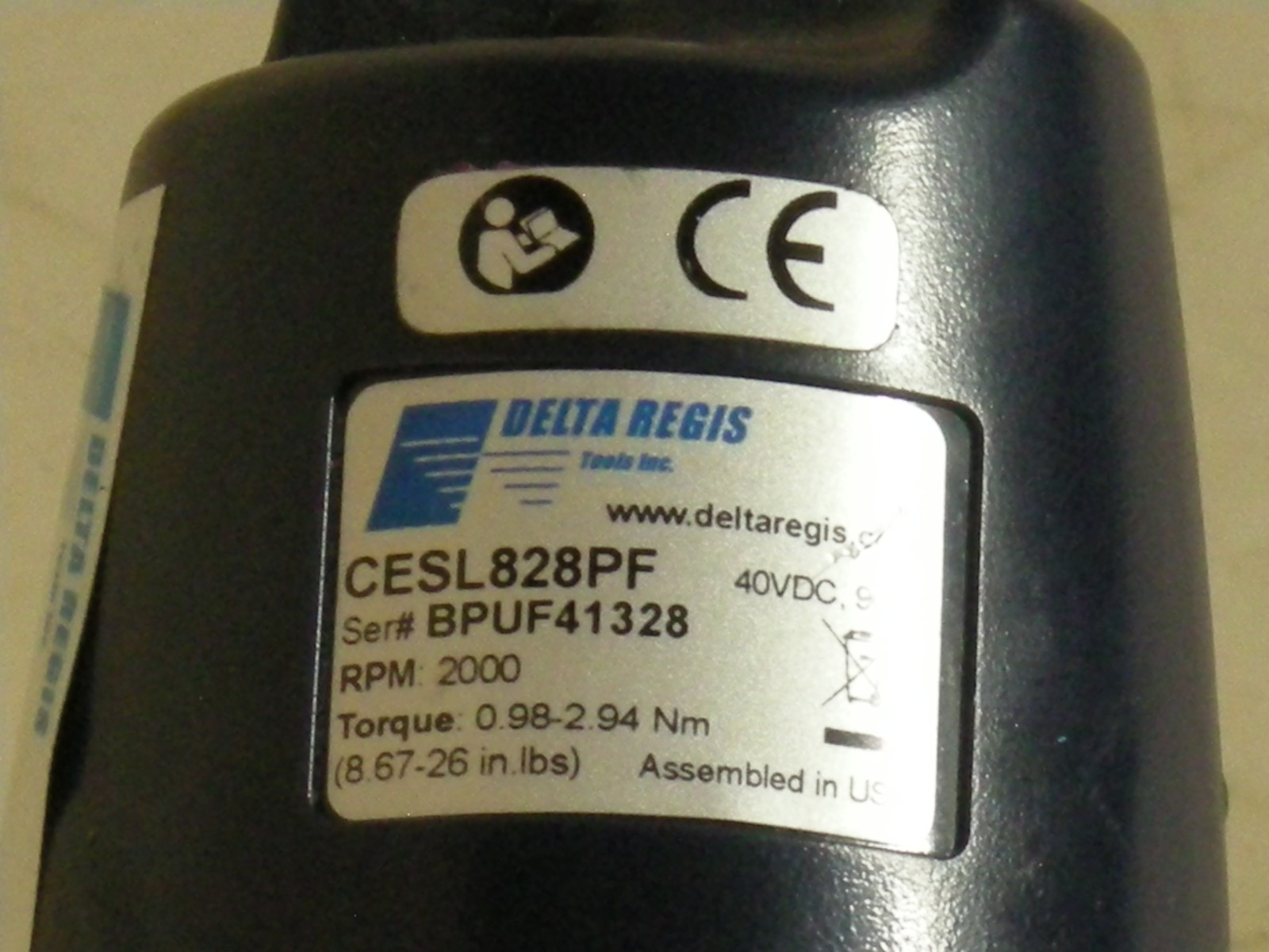Delta Regis CESL828PF Brushless Screwdriver 40VDC 8.9-26 in-lbs (0.98 – 2.94Nm)