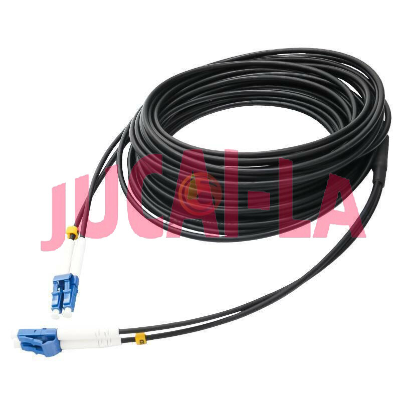 10M Black Armored Fiber Cable Duplex Fiber Optic Patch Cord LC-LC UPC SM 9/125