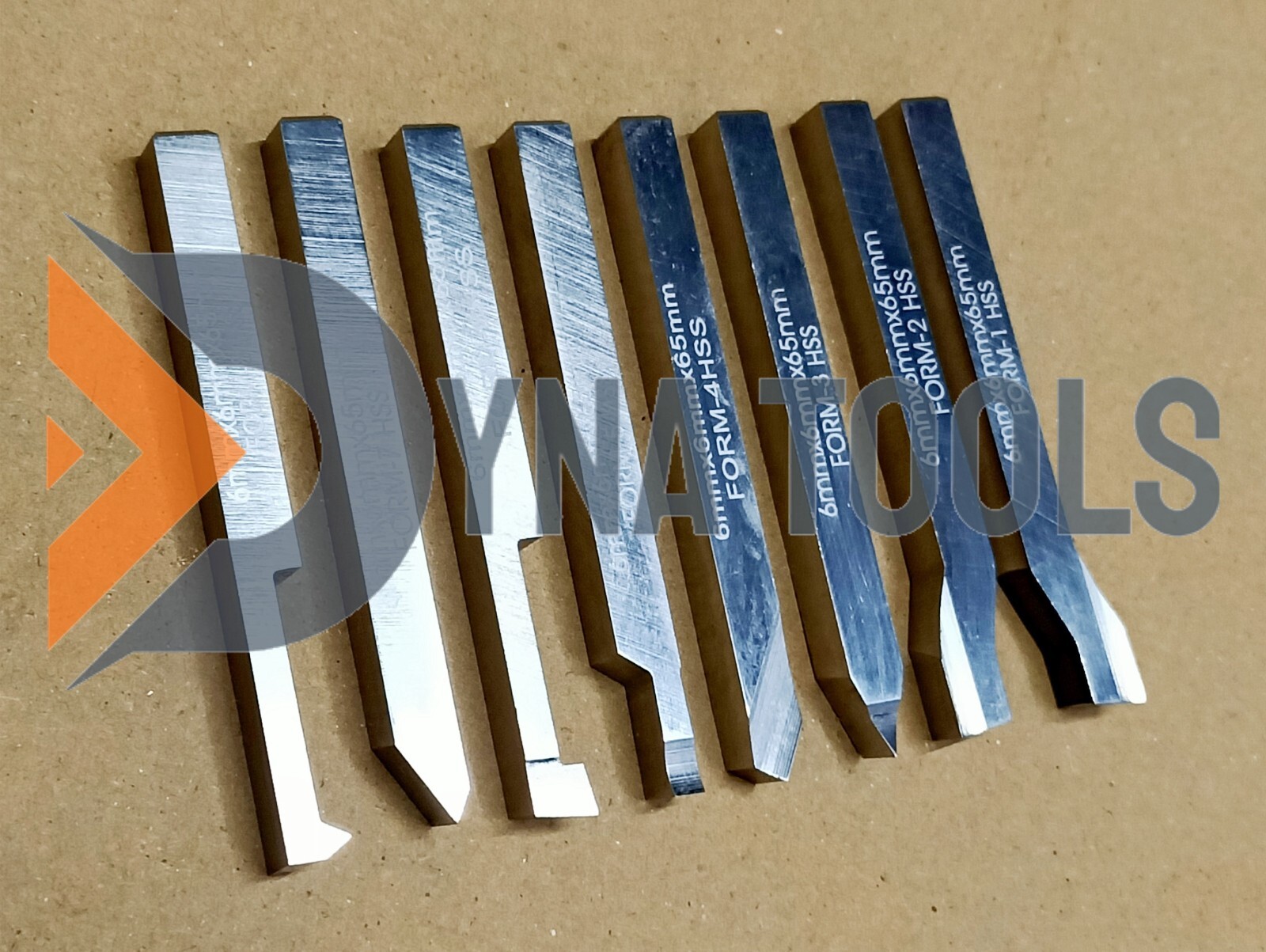 6mm x 65mm HSS Lathe Form Tools Set Of 8 Pieces Square Shank Pre-Formed Tools