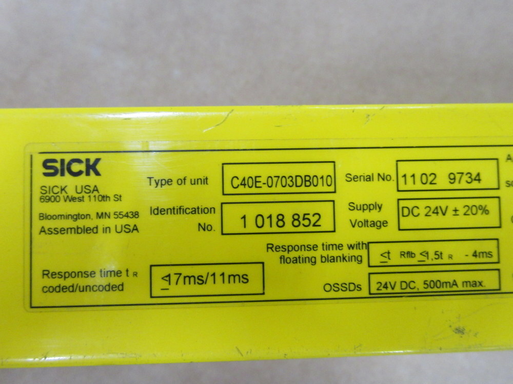 Sick C40E-0703DB010 Light Curtain Receiver 1 018 852