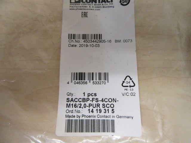 Phoenix Contact SACCBP-FS-4CON-M16/1,0-PUR SCO Device Connector (Pack of 3)