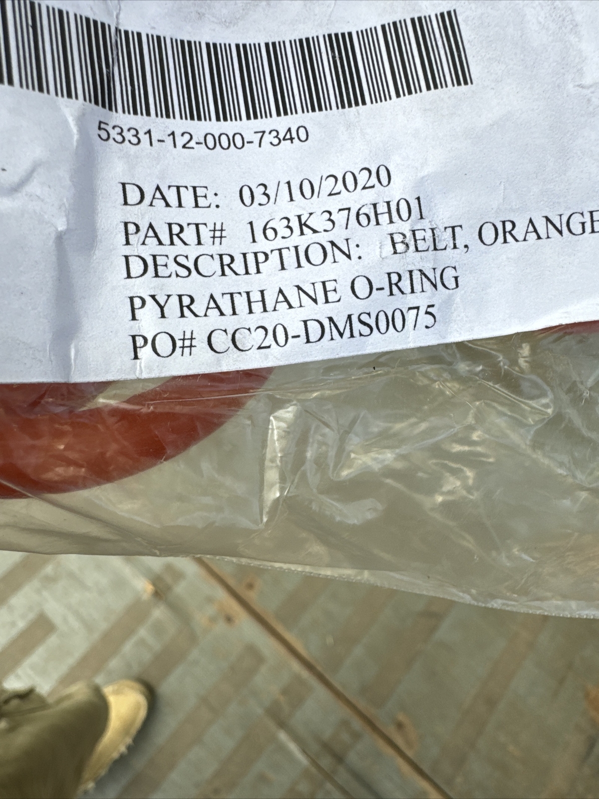 163k376h01 orange belt CONVEYOR BELT PART
