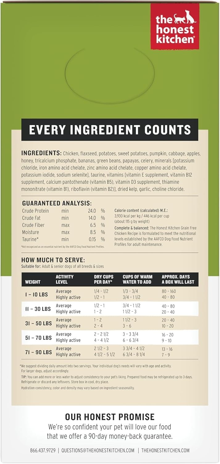 The Honest Kitchen Wholemade Grain Free Adult Dehydrated Dog Food – Chicken,10lb