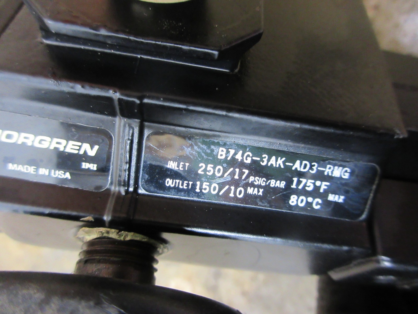 1996 HAAS VF-1 CNC VERTICAL MILL B74G-3AK-AD3-RMG NORGREN AIR FILTER REGULATOR