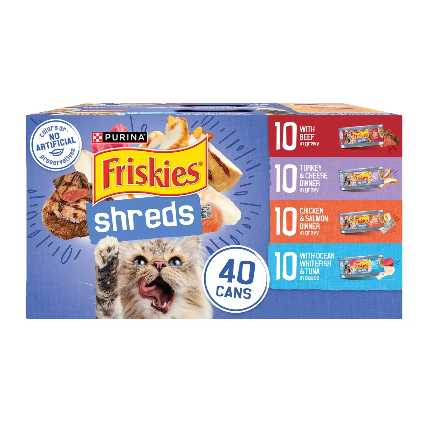 (2 PACK) Friskies® Shreds Adult Cat Wet Food – Variety Pack, 5.5 oz, 40 Cans