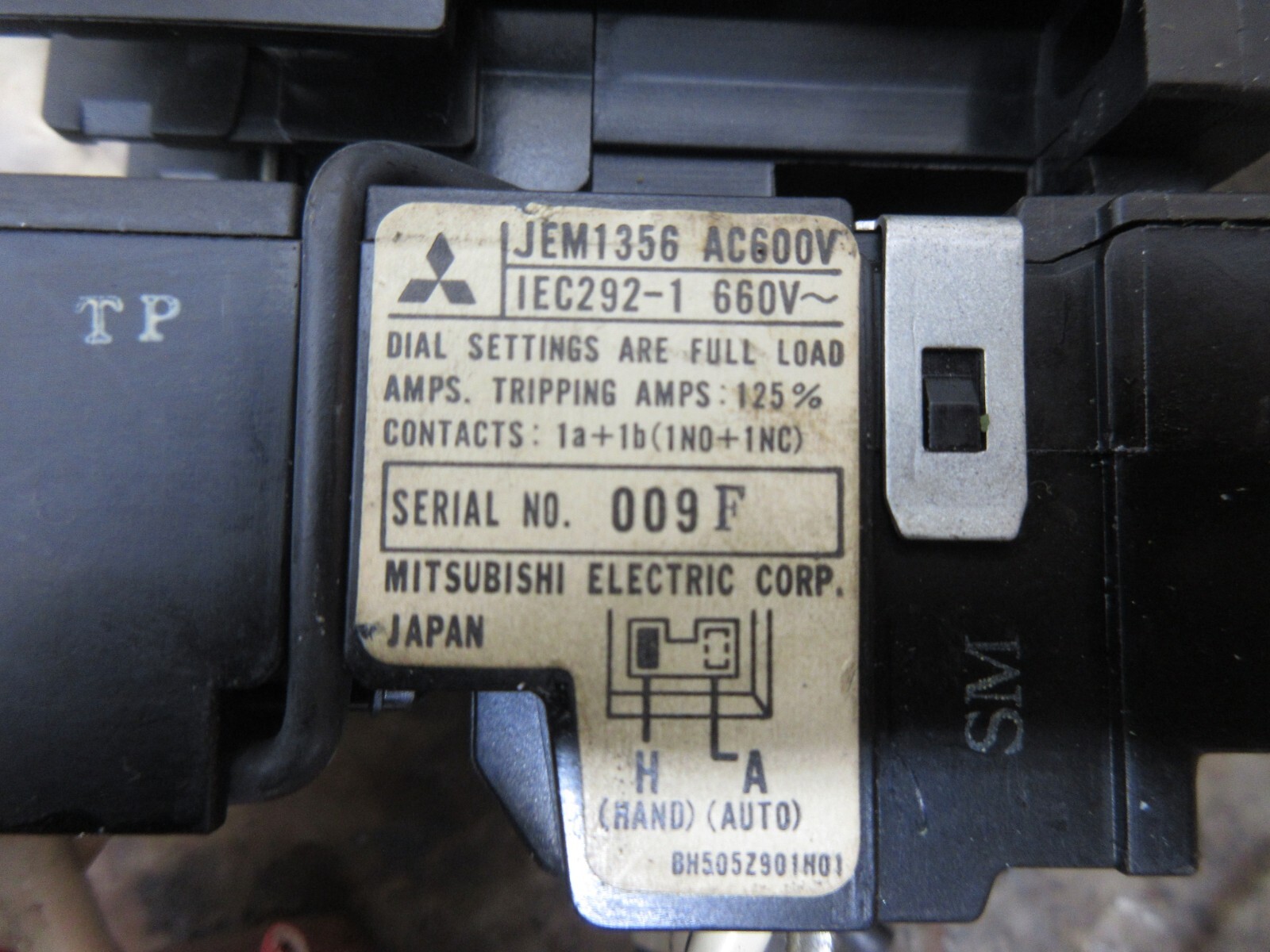 MITSUBISHI CONTACTOR S-K11 JEM1356 AC600V IEC292-1 BH505Z901H01 LOT OF 3 PIECES