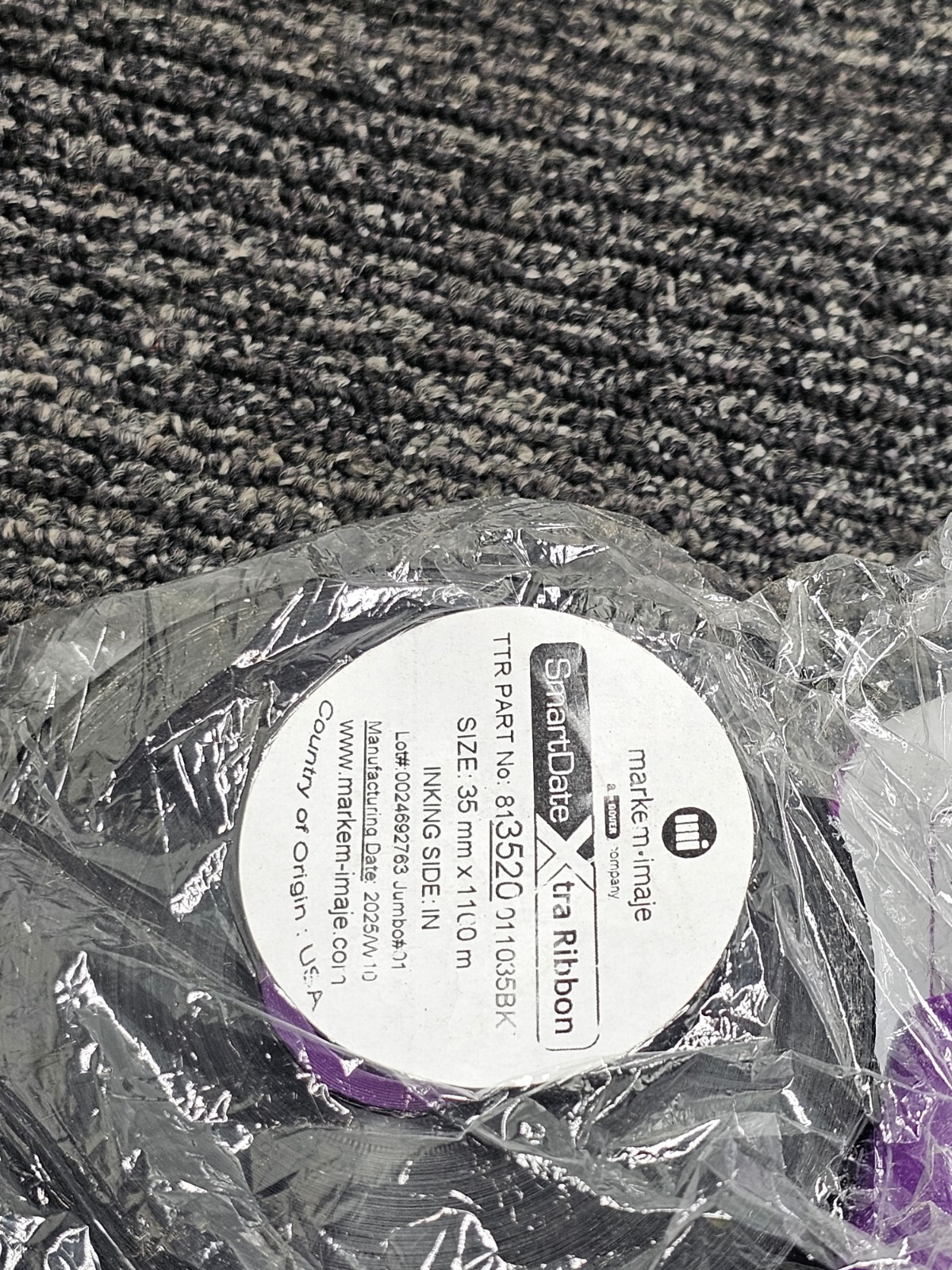 (QTY 2) Markem Imaje SmartDate Xtra Ribbon Black 35mm x 1100m 813520011035BK #2
