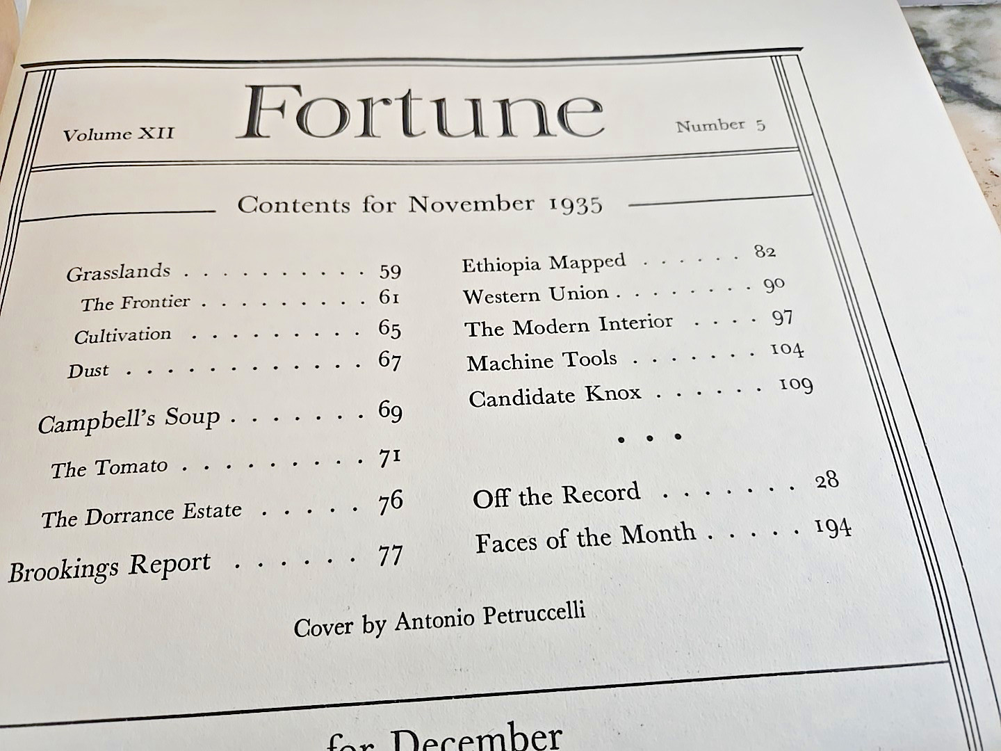 Fortune Magazine Nov 1935 – Antonio Petruccelli Cover – Vintage Advertising