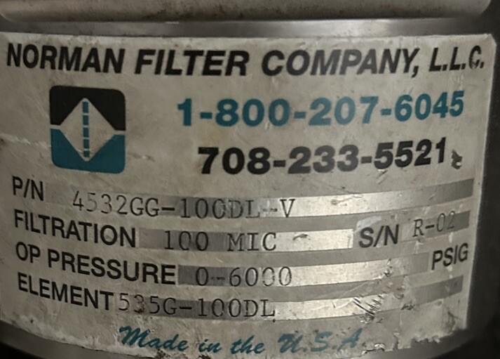 NORMAN FILTER COMPANY 4532GG-100DL-V. BC