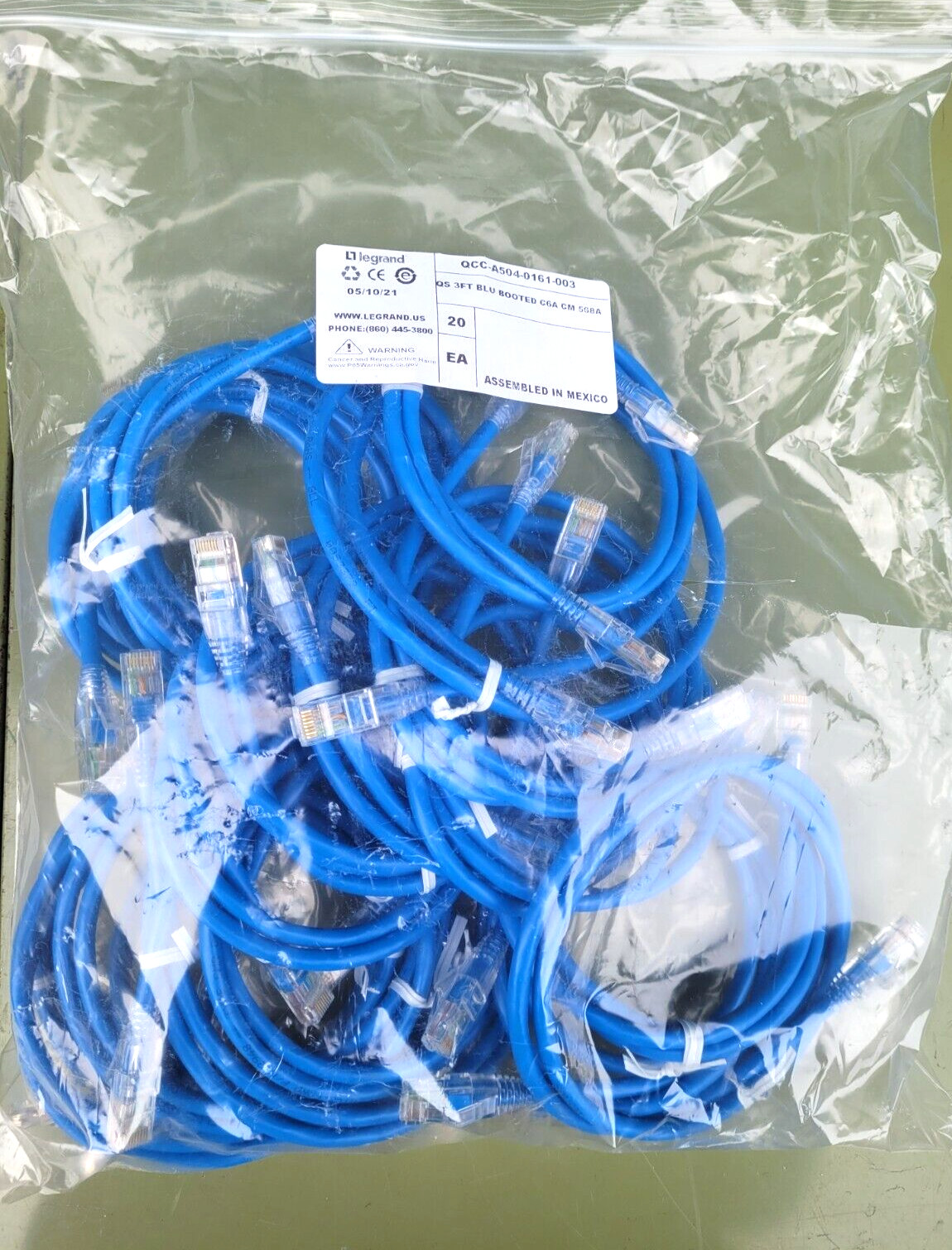 New Set of 25 Legrand Ortronics Patch Cables QCC-A504-0161-003 C6A Booted 568A
