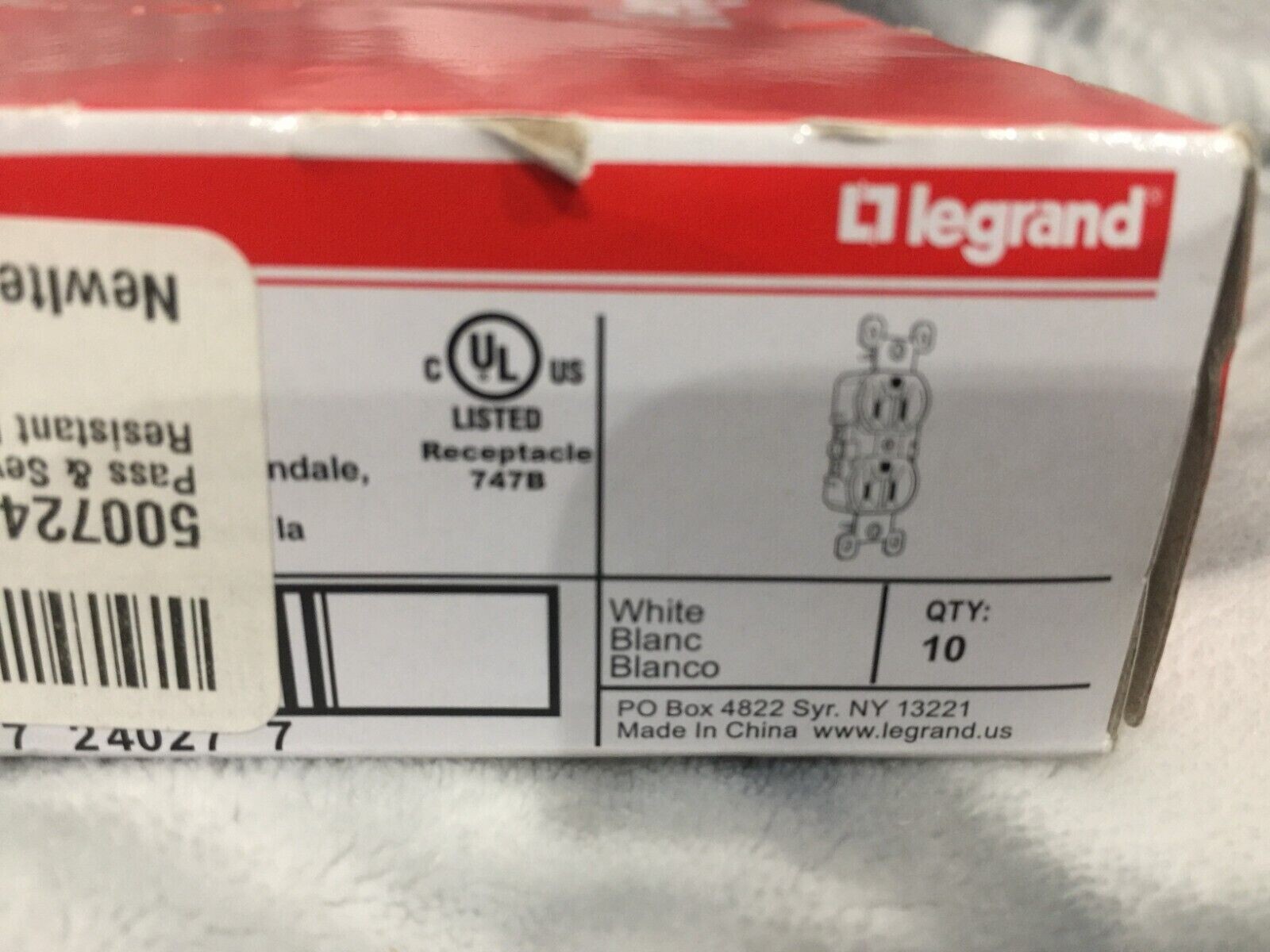 Pass & Seymour 3232Tr-W 15A 125V Tamper Resistant Receptacle White Box Of 10 new