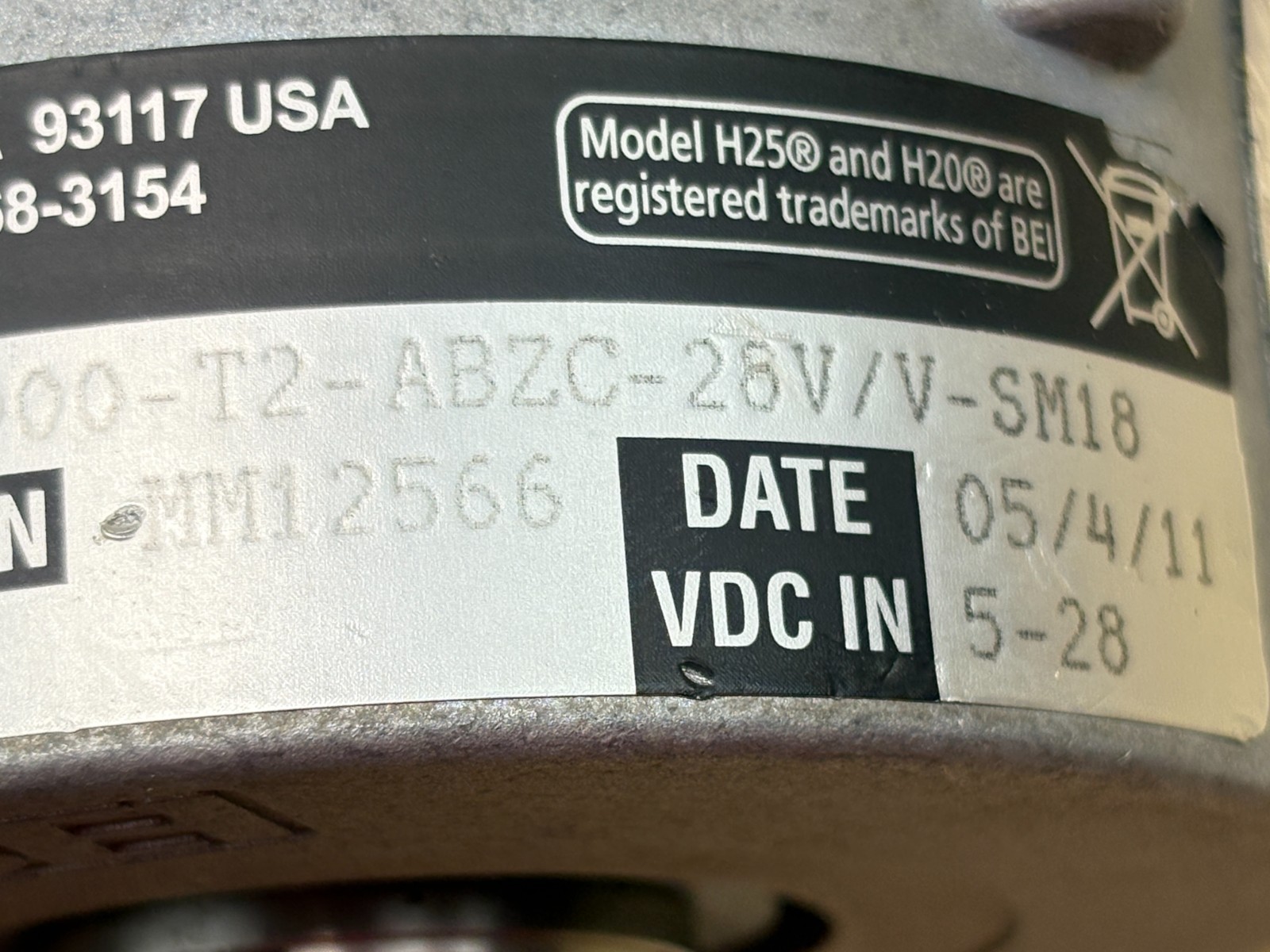 BEI XHS35F-37-R2-SS-10,000-T2-ABZC-28V/V-SM18 Encoder