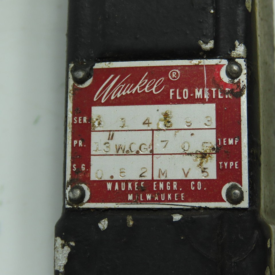 Waukee MV5 Flo-Meter Gas Flow Meter 70°F SG 0.62 PR. 13WCG 3/4″ NPT