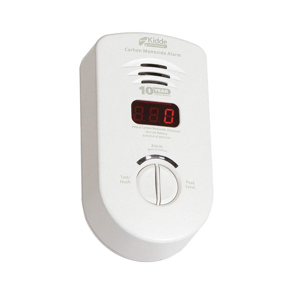 KIDDE KN-COP-DP-10YL CO2 Alarm,3V,Alkaline,Electrochemical 48TD25