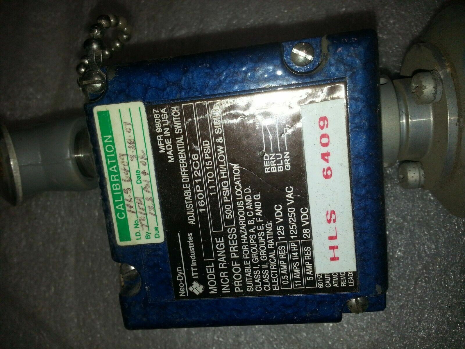 ITT INDUSTRIES 160P12C6 1.1 TO 15 PSID 125VDC 125/250VAC HLS 6409