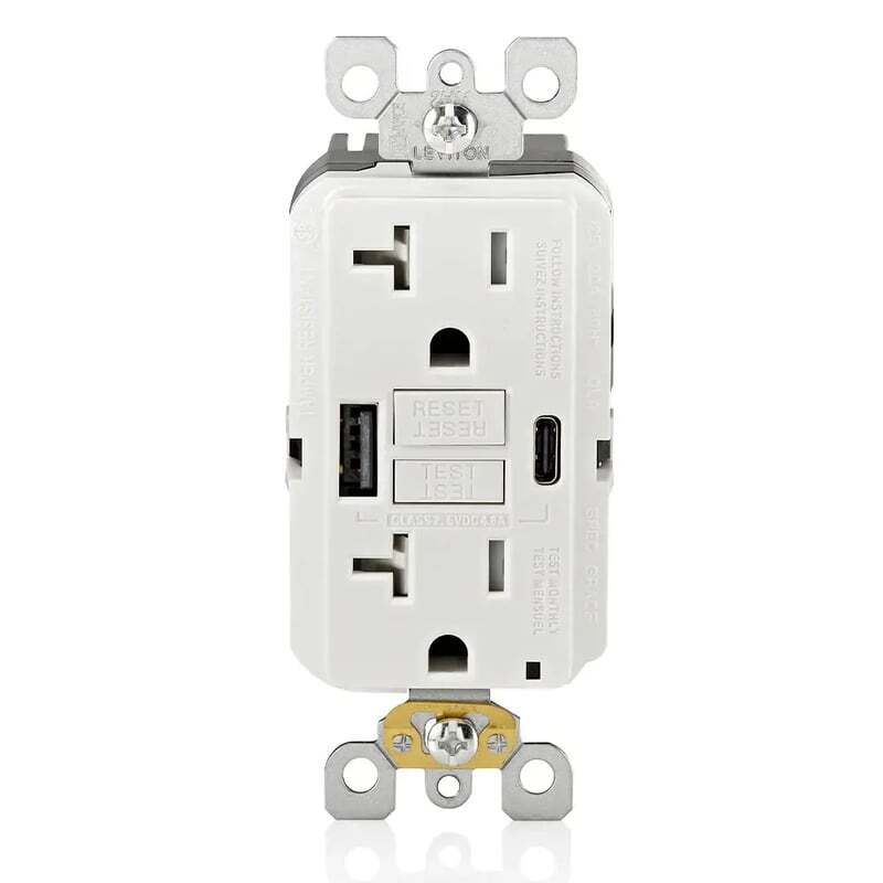Leviton GUAC2-W 20 Amp, 125 Volt, Tamper-Resistant GFCI Receptacle, White