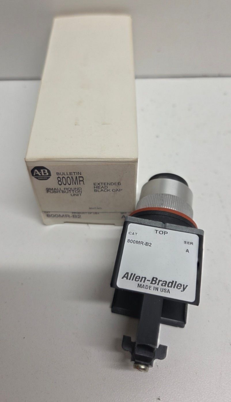 NEW IN BOX! ALLEN-BRADLEY BLACK EXTENDED HEAD MOMENTARY PUSH BUTTON 800MR-B2