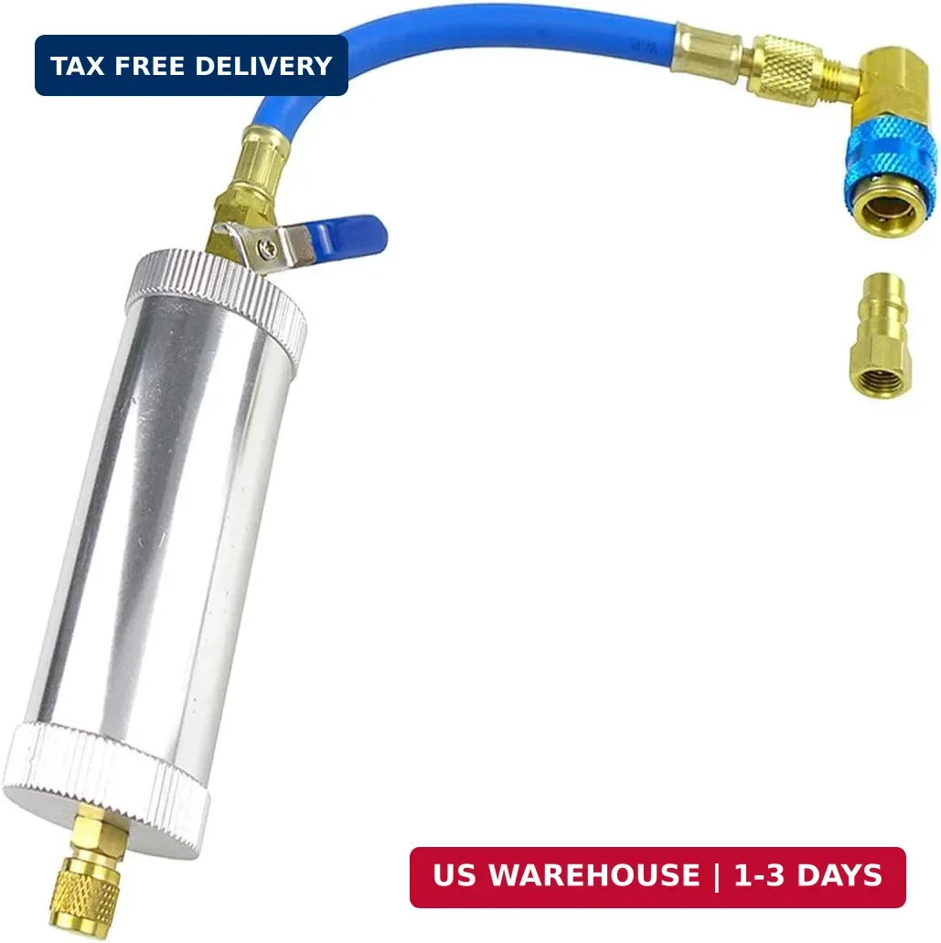 AC Oil Injector Tool Fit for C R134A R12 R22 Oil and Dye Injector Refrigerant To