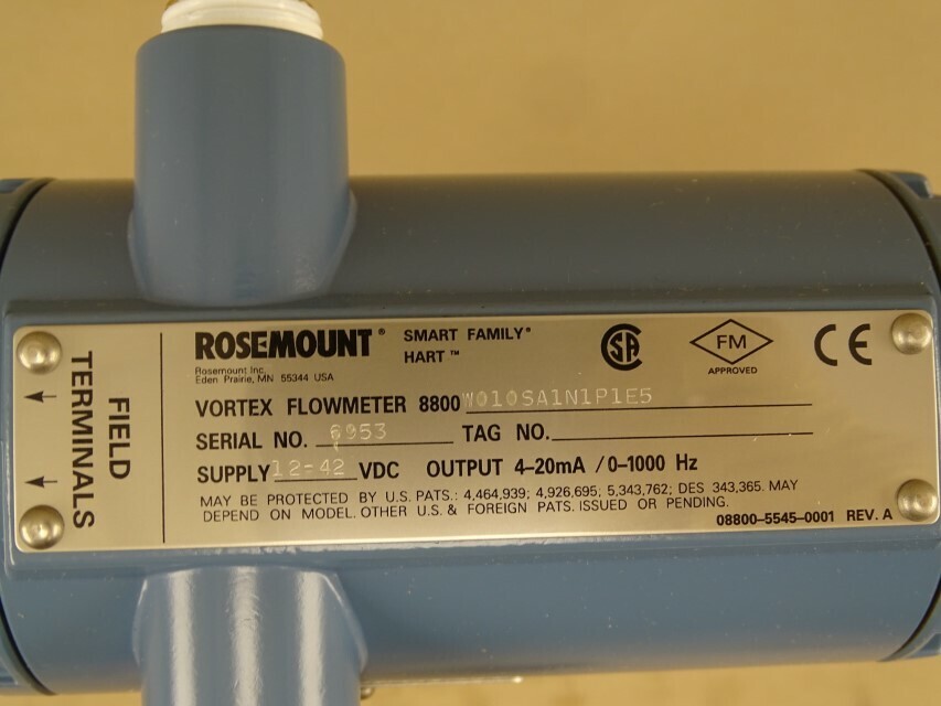 Rosemount Smart Vortex Flowmeter -40 F – 185F, 12-42VDC, 8800