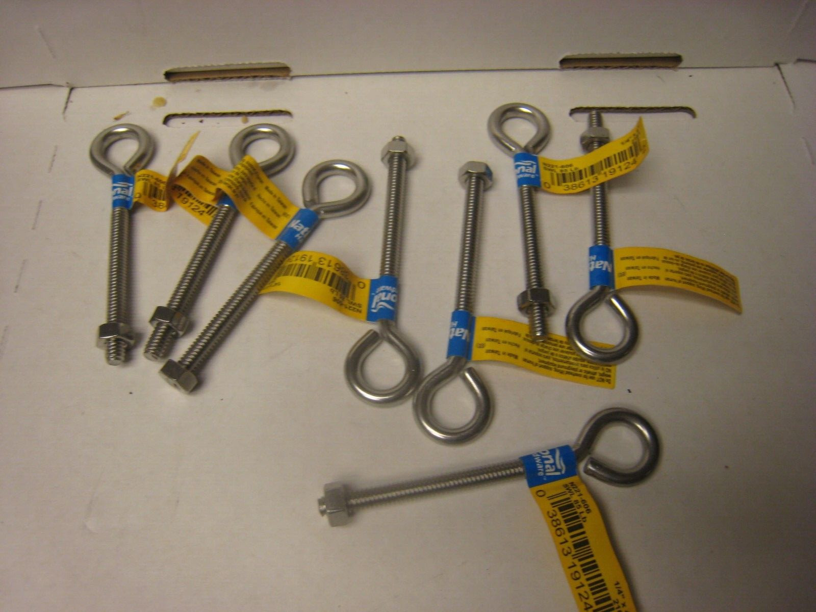 Lot of 8 yes 8 Stanley National Eye Bolts 1/4″ x 4″ N221-606 part 2161