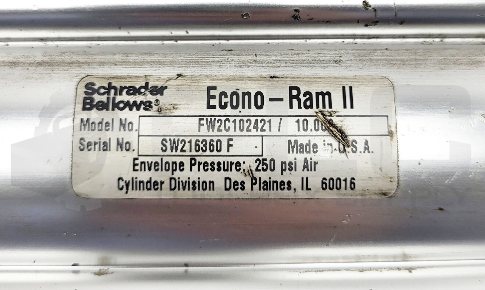 NEW SCHRADER BELLOWS FW2C102421/ 10.000 PNEUMATIC CYLINDER