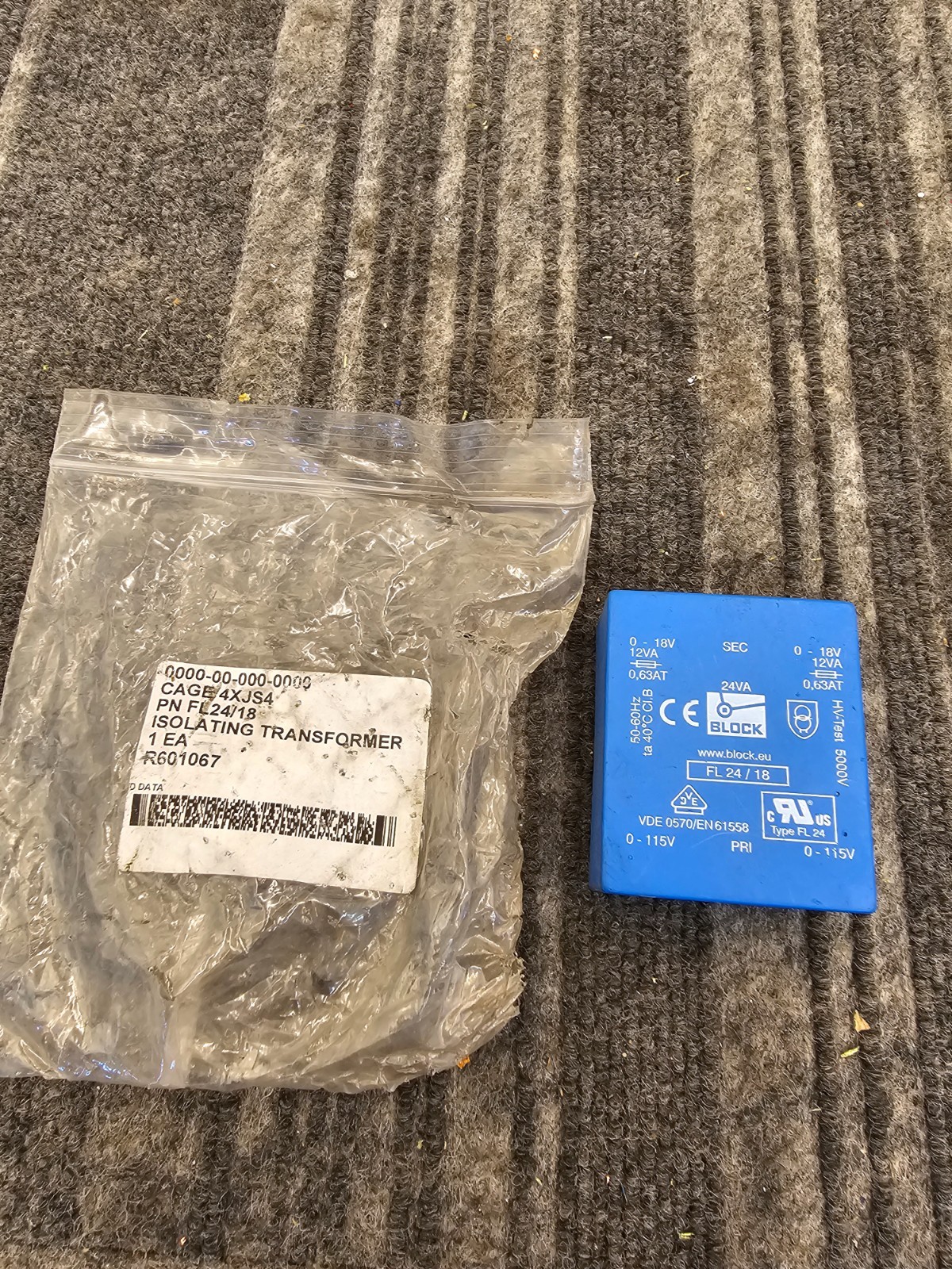 Block FL24/18 24VA PCB Isolating Transformer 115 V AC Input, 18 V AC Output