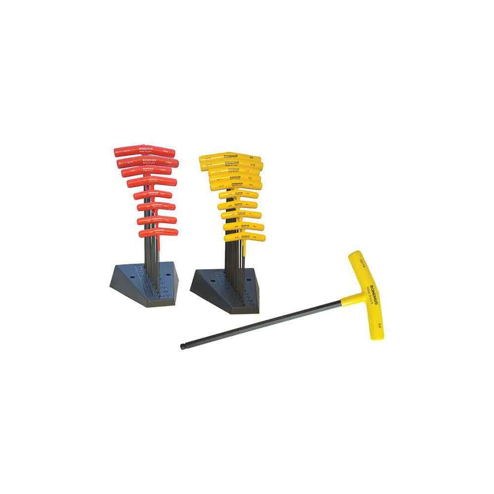 Bondhus 13138 T-Handle Ball End Hex Key 10 Piece Set, Hex Range 3/32 to 3/8″