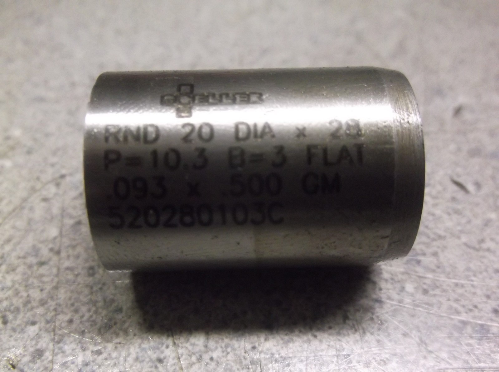 Moeller Tool & Die Cutter Punch RND 20 Dia x28 P=10.3 B=3 Flat .093x.500 GM52028