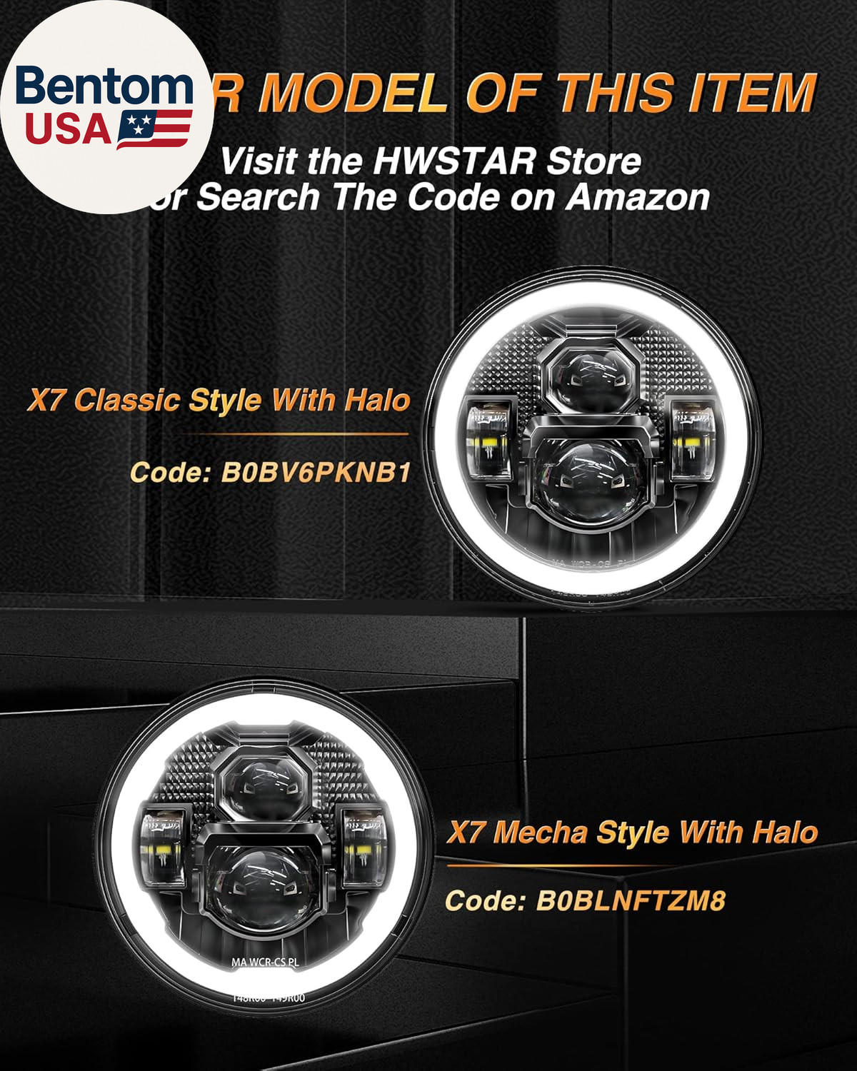 Pair New Upgraded 1000% Brighter Anti-Glare 7 Inch Led Headlights round Compatib