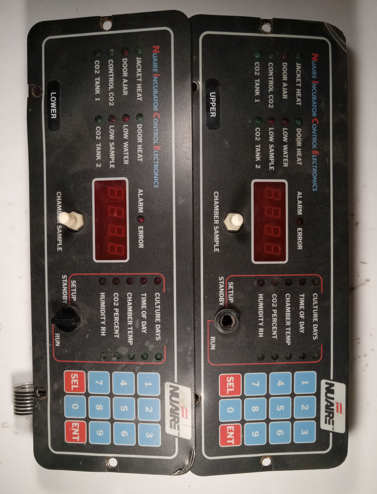 2 USED NUAIRE A-2500-123 UPPER AND LOWER INCUBATOR CONTROL PANELS **MAKE OFFER**