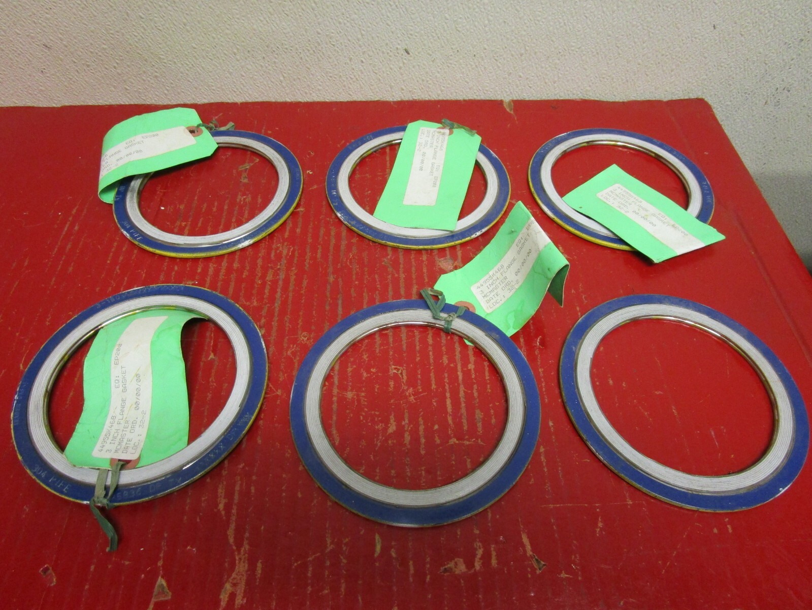 NEW LOT OF 6 MCMASTER FLANGE GASKET 3″ 44955K468 OD 5 3/4″ ID 4 1/2″ 3-150