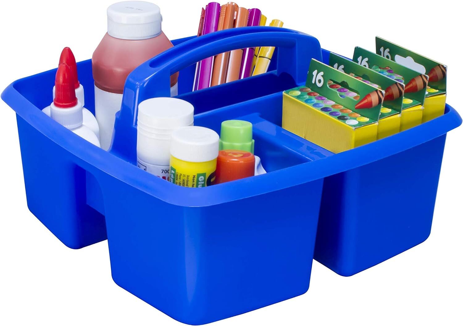 Storex 3-Compartment Small Caddy – Multipurpose Classroom Assorted Colors